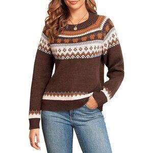 Women’s Halloween Knit Sweater Pumpkin Pattern Cozy Holiday Pullover